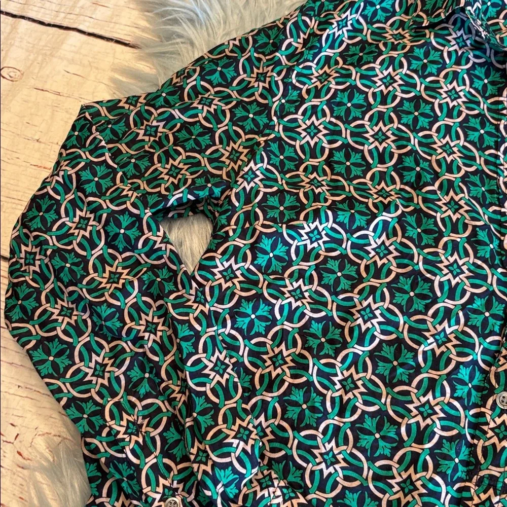 J. Crew Lattice Medallion Popover Silk Blend Blouse sz 2